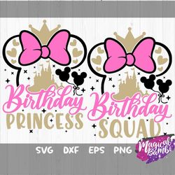 birthday princess svg, birthday squad svg, 2 matching shirts svg, magic mouse svg, magical castle svg, baby girl, mouse