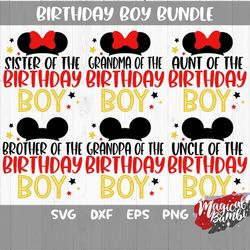 birthday boy svg bundle, 11 matching shirts svg, magic mouse svg, magical castle svg, family trip svg, mouse ears svg, d