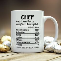 chef mug, chef gift, chef nutritional facts mug,  best chef gift, chef graduation, funny chef coffee mug