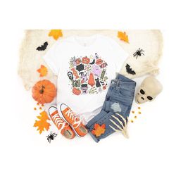 cute halloween theme shirt for women, halloween t-shirts, cute teacher halloween t-shirts, mom halloween t-shirts, fall