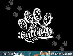 retro bulldogs mascot school spirit leopard print paw sports  png, sublimation copy
