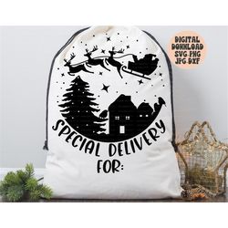 santa sack svg, png, jpg,  dxf, christmas gift bag svg, santa toy bag svg, special delivery svg, christmas svg, silhouet