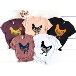 floral chicken shirt, chicken shirt, farm shirt, chicken lover shirt, women's chicken shirt, farm tees, chicken whispere