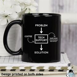 tech support problem sarcasm solution coffee mug  funny computer it gift