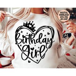 birthday girl svg png jpg dxf, birthday svg, birthday princess, birthday shirt svg, happy birthday svg, silhouette, cric