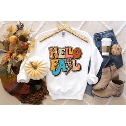 hello fall leopard shirt, cute fall shirt, fall shirts, fall t-shirt, happy fall shirts, autumn shirt, thanksgiving shir