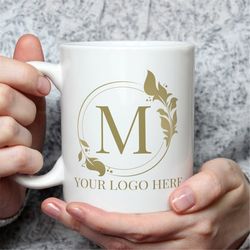 custom business logo mug, personalized company coffee mug, customizable photo & text, promotional business gift, birthda