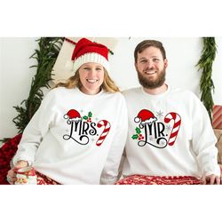 christmas mr & mrs sweatshirt, winter wedding shirt, 2022 christmas husband wife shirt, matching family shirt, christmas