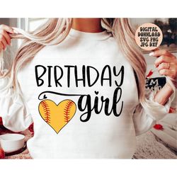 birthday girl svg, png, jpg, dxf, birthday svg, softball svg, softball birthday, birthday shirt svg, girl birthday svg,