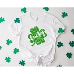 womens st pattys shirt, glitter shamrock tee, st patricks day shirt, womens st paddys, cute st pattys shirt, st pattys w