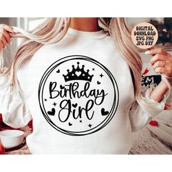 birthday girl svg png jpg dxf, birthday svg, birthday princess, birthday shirt svg, happy birthday svg, silhouette, cric