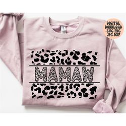 mamaw svg, png, jpg, dxf, cheetah mamaw, leopard mamaw, mother's day svg, mamaw, silhouette, cricut - guerillacynthia