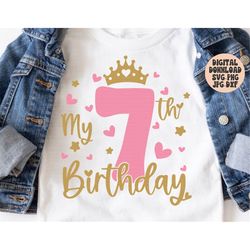 7th birthday svg png jpg dxf, birthday svg, 7th birthday svg, birthday shirt svg, it's my birthday svg, birthday party,