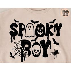 spooky boy svg png jpg dxf, halloween svg, skull skeleton svg, spooky svg, kids halloween svg, ghost svg, silhouette, cr