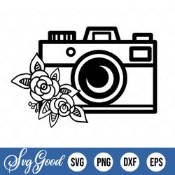 floral camera svg, photography svg