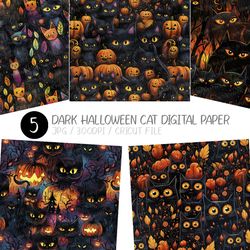 seamless dark halloween cat digital paper