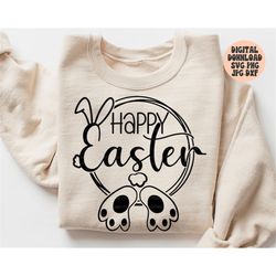 happy easter svg, png, jpg, dxf, easter svg, easter cut file, easter bunny svg, kids easter svg design, silhouette, cric