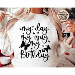 my day my way my birthday svg png jpg dxf, birthday svg, queen, birthday shirt svg, birthday party svg, birthday diva, s