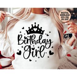 birthday girl svg png jpg dxf, birthday svg, birthday princess, birthday shirt svg, happy birthday svg, silhouette, cric