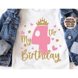 4th birthday svg png jpg dxf, birthday svg, 4th birthday svg, birthday shirt svg, it's my birthday svg, 4 birthday party