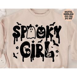 spooky girl svg png jpg dxf, halloween svg design, spooky svg, kids halloween svg, cute ghost svg, silhouette, fall svg,