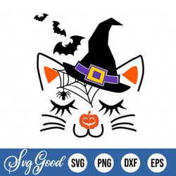 witch cat cute halloween svg, cat svg