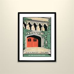University of Chicago by the Elevated Lines Vintage Travel Poster - Art Deco, Canvas Print, Gift Idea, Print Buy 2 Get 1