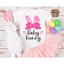 baby bunny svg, png, jpg, dxf, bunny, rabbit, easter svg, easter basket svg, baby girl easter svg design, silhouette, cr