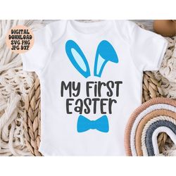 my first easter svg png jpg dxf, bunny svg, easter bunny svg, 1st easter svg, my 1st easter, baby boy svg, silhouette, c