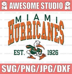 vintage 90's miami hurricanes svg, miami svg, vintage style university of miami png svg dxf ncaa svg, ncaa sport svg, di