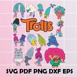 trolls svg, trolls clipart, trolls digital clipart, trolls png, trolls eps, trolls dxf, trolls scrapbook, trolls art