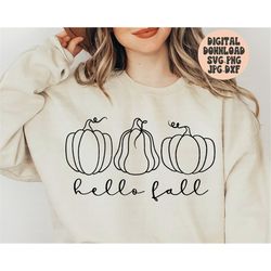 hello fall svg png jpg dxf, fall svg, fall shirt svg designs, pumpkin svg, pumpkin png, thanksgiving svg, silhouette, cr