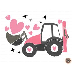 valentines bulldozer svg, png, jpg, dxf, valentine's day bulldozer with hearts svg, contstruction love svg, kids svg, si