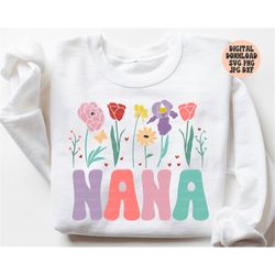 blessed nana svg, png, jpg, dxf, nana cut file, mother's day svg, nana floral svg, shirt svg, silhouette, cricut, sublim