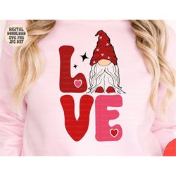 love gnome svg, png, jpg, dxf, valentine's day svg, gnome svg, love svg, valentines gnome cut file, valentine gnome svg,