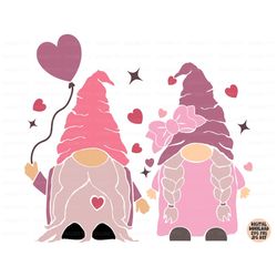 valentine's day gnomes svg, png, jpg, dxf, gnomes svg, gnome cut file, gnome couple, valentines gnome svg, girl gnome, s