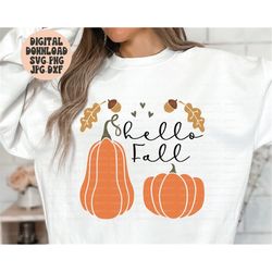 hello fall svg png jpg dxf, fall svg, love fall designs, pumpkin svg, pumpkin png, thanksgiving svg, silhouette, cricut,