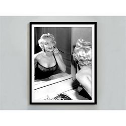 marilyn monroe makeup poster, black and white, marilyn monroe print, old hollywood decor, fashion photography, wall art,