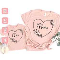 mama and mini heart svg design - mommy and me svg file for cricut - mother and baby svg - digital download