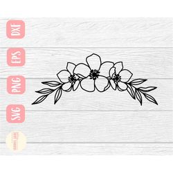 flower header svg design - simple flower svg file for cricut - monogram border svg digital download
