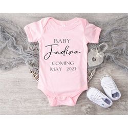 personalized last name announcement baby onesie, pregnancy announcement baby t-shirt, custom baby name shirt, new baby t