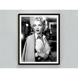 marilyn monroe fashion poster, black and white, marilyn monroe print, digital download, old hollywood, feminist poster,