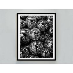 disco ball print, black and white, fashion poster, vintage funky poster, disco ball decor, luxury print, retro wall art,