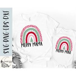 mama mini christmas set svg design - merry mama rainbow svg file for cricut - mommy and me christmas svg - digital downl