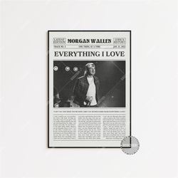 morgan wallen retro newspaper print, everything i love poster, lyrics print, morgan wallen poster, one thing at a time p