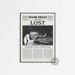 frank ocean retro newspaper print, lost poster, lost lyrics print, frank ocean poster, channel orange poster, home decor