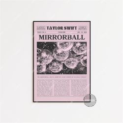 taylor swift retro newspaper print, mirrorball poster, mirrorball lyrics print, folklore poster, taylor swift poster, ho
