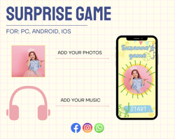 custom kids digital invitation surprise memory game with you photos, text and music 003