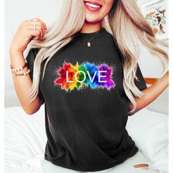 pride watercolor love shirt, love is love shirt, lgbt shirt, equality shirt, lgbt pride shirt, rainbow shirt, gay pride