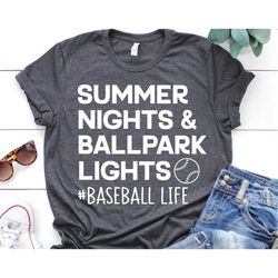 summer nights and ballpark lights svg, baseball svg, baseball shirt svg, baseball mom, funny baseball life svg cut file